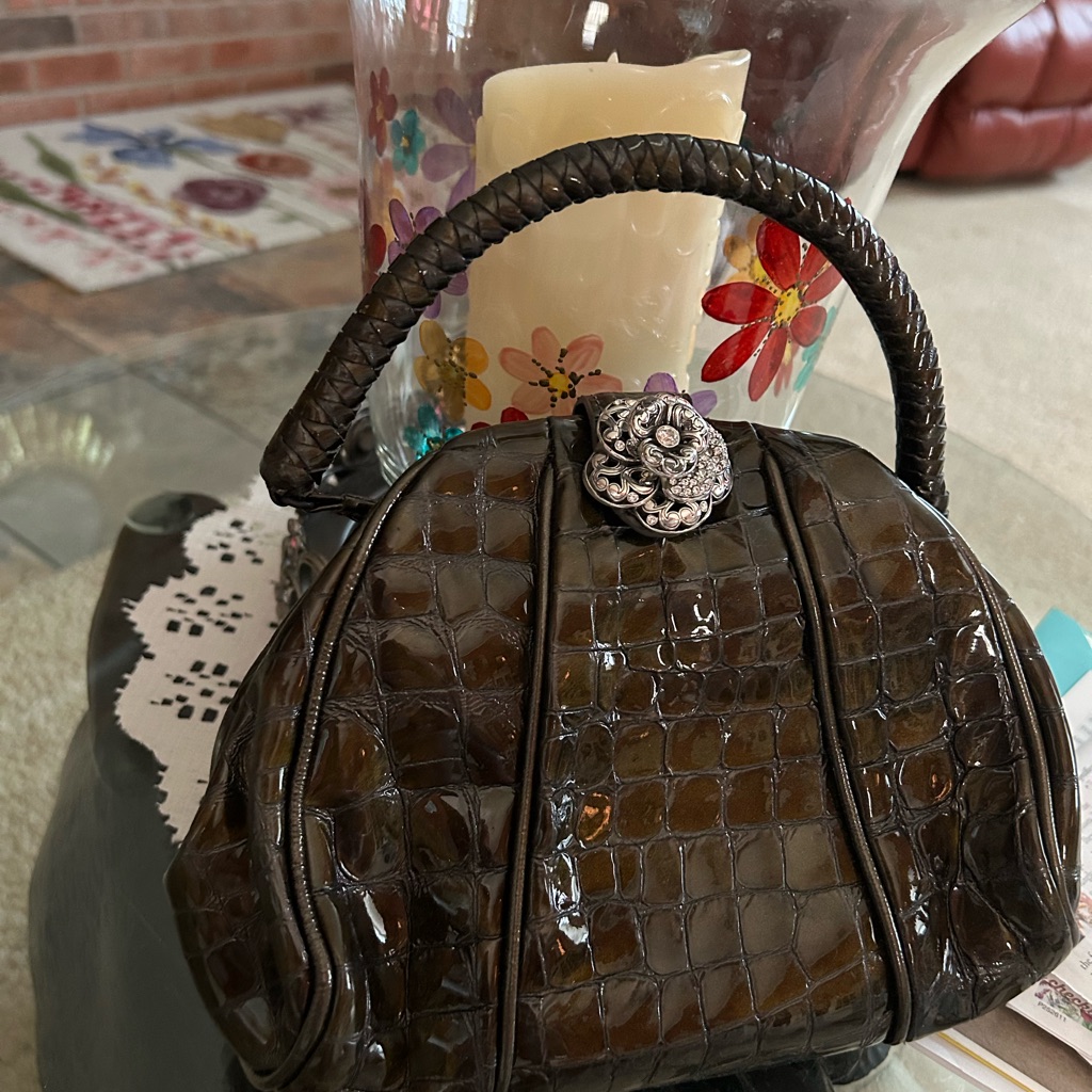 Brighton Brown Crocodile Pattern Clutch Purse